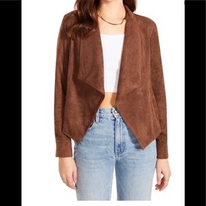 NWT BB DAKOTA FAUX SUEDE OPEN FRONT JACKET | CHOCOLATE | SMALL